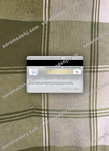 USA Massachusetts Radius visa electron card photolook back